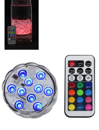 10 LED RGB Submersible Light w Remote (3 x AAA Req)